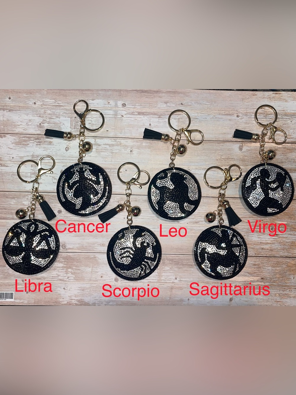 NEW Zodiac (June - Dec.) Rhinestone Keychain Bag Charm - (second half)